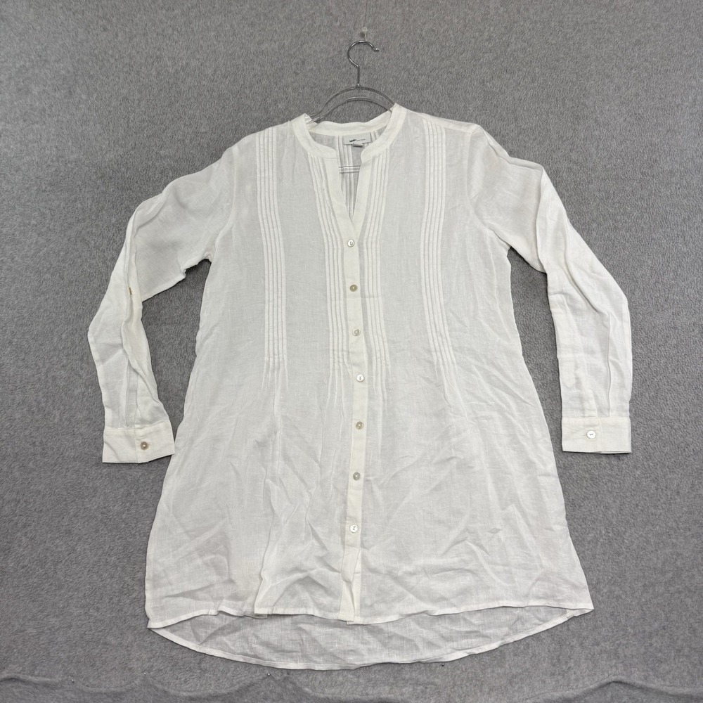 Pure Jill Linen Top‎ Womens Small Knit Sheer Pullover Blouse Tunic White J Jill